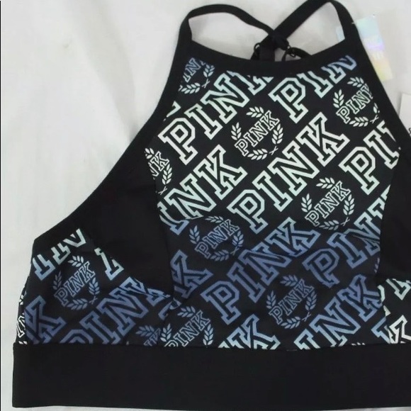Pink Victoria Secret Ultimate Sports Blue Ombre Bra High-Neck Unlined Sports NWT - Picture 10 of 11